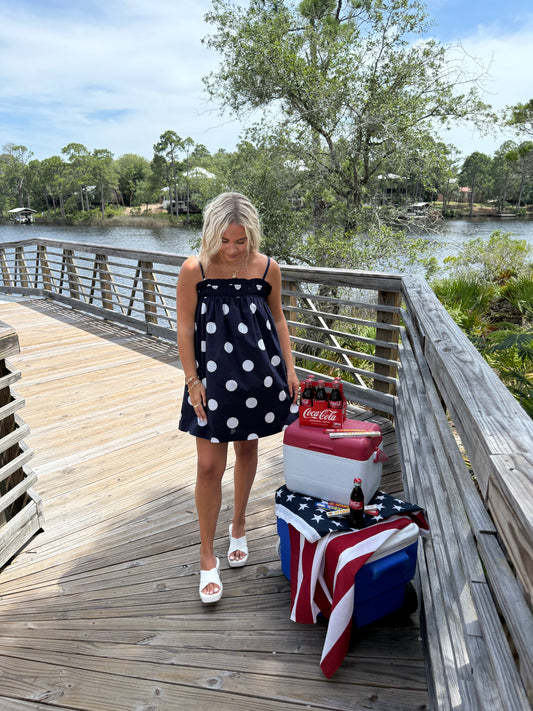 Polka Dot Navy Mini Dress