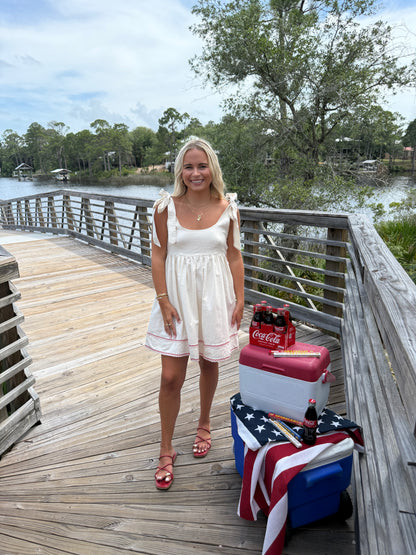 Embroidered Zig Zag Dress