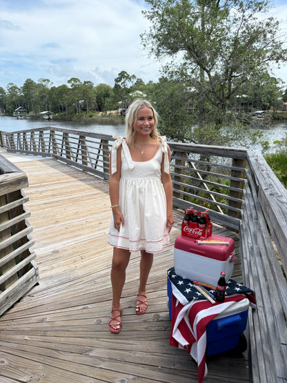 Embroidered Zig Zag Dress