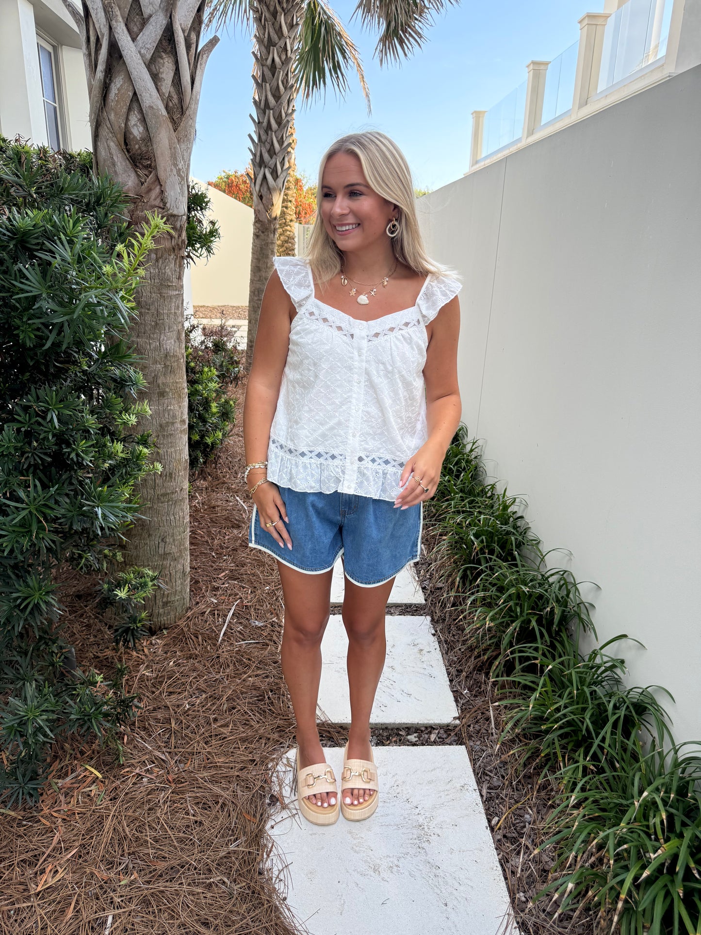 Denim White Trim Short