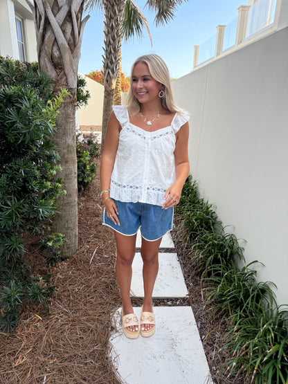 Denim White Trim Short