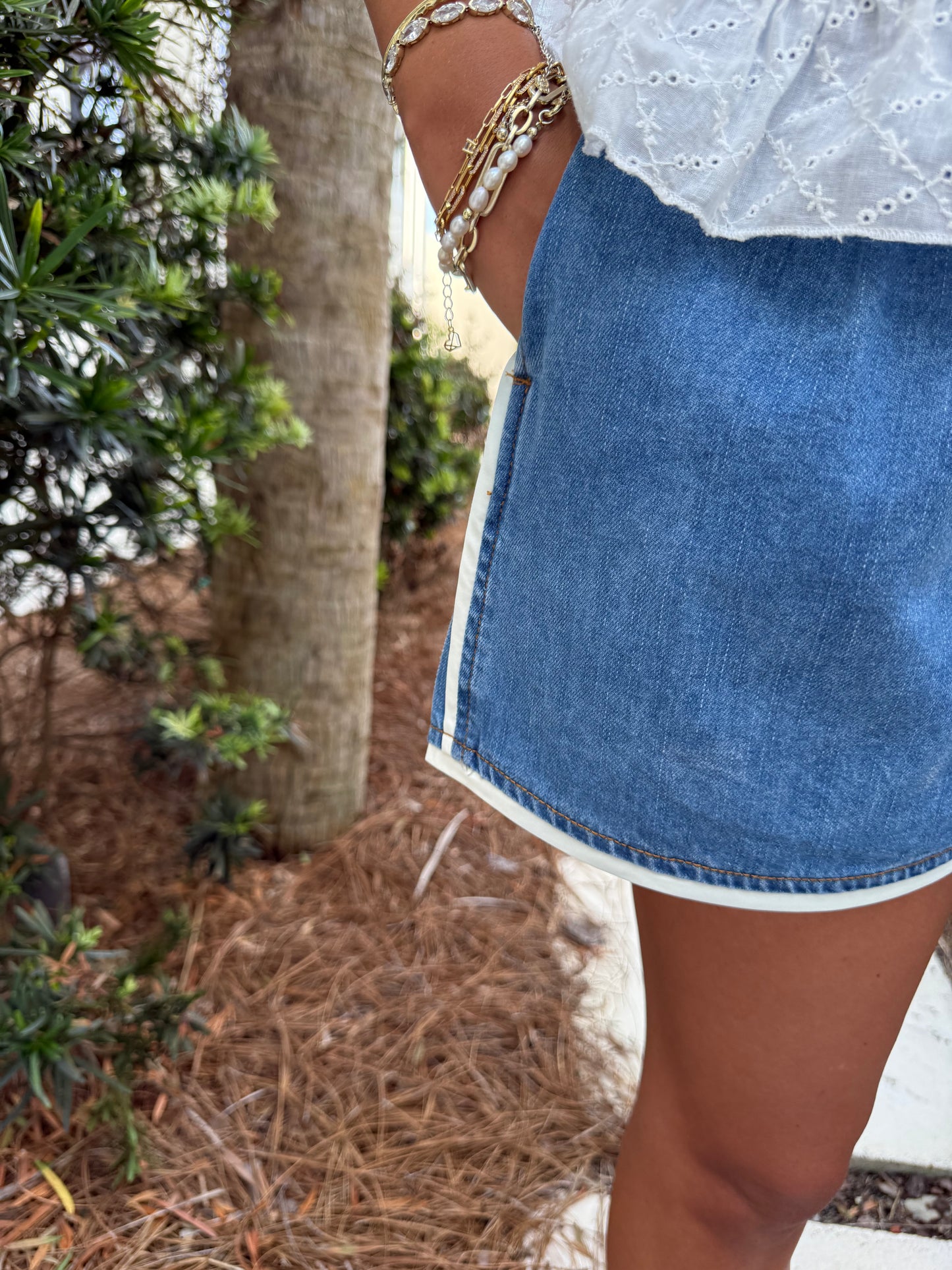 Denim White Trim Short