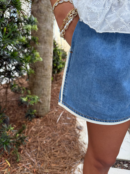 Denim White Trim Short
