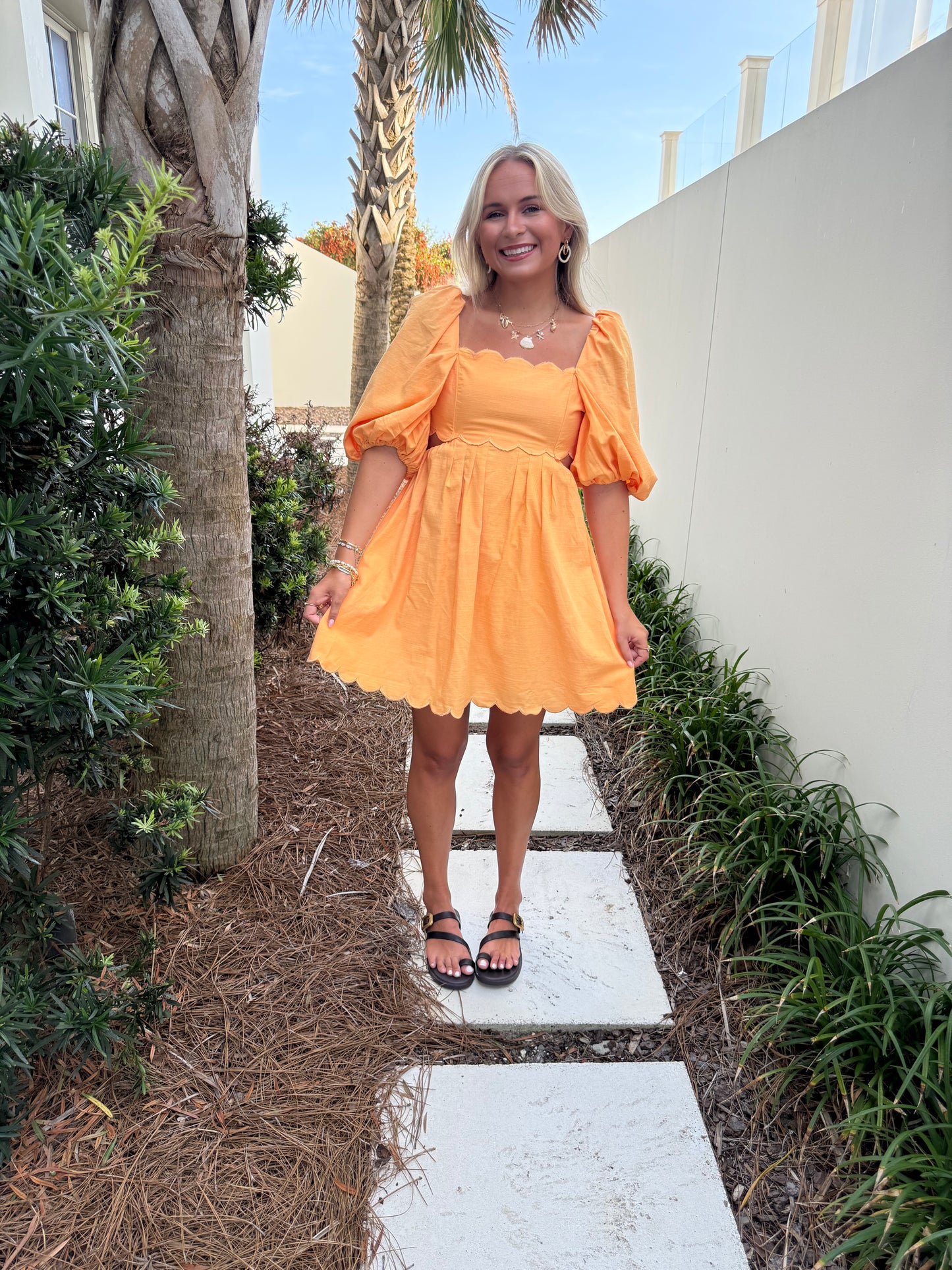 Scallop Detailed Mini Dress