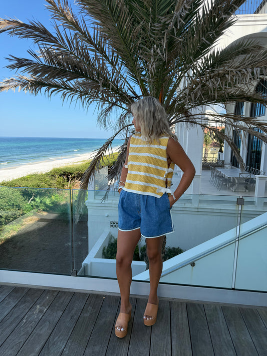 Denim White Trim Short