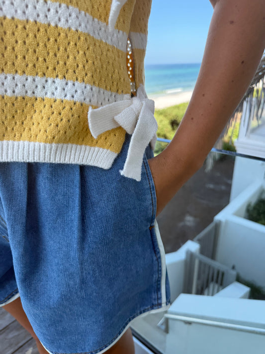 Denim White Trim Short
