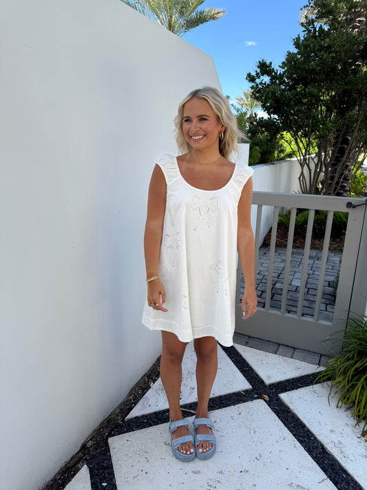 Bow Embroidered Dress